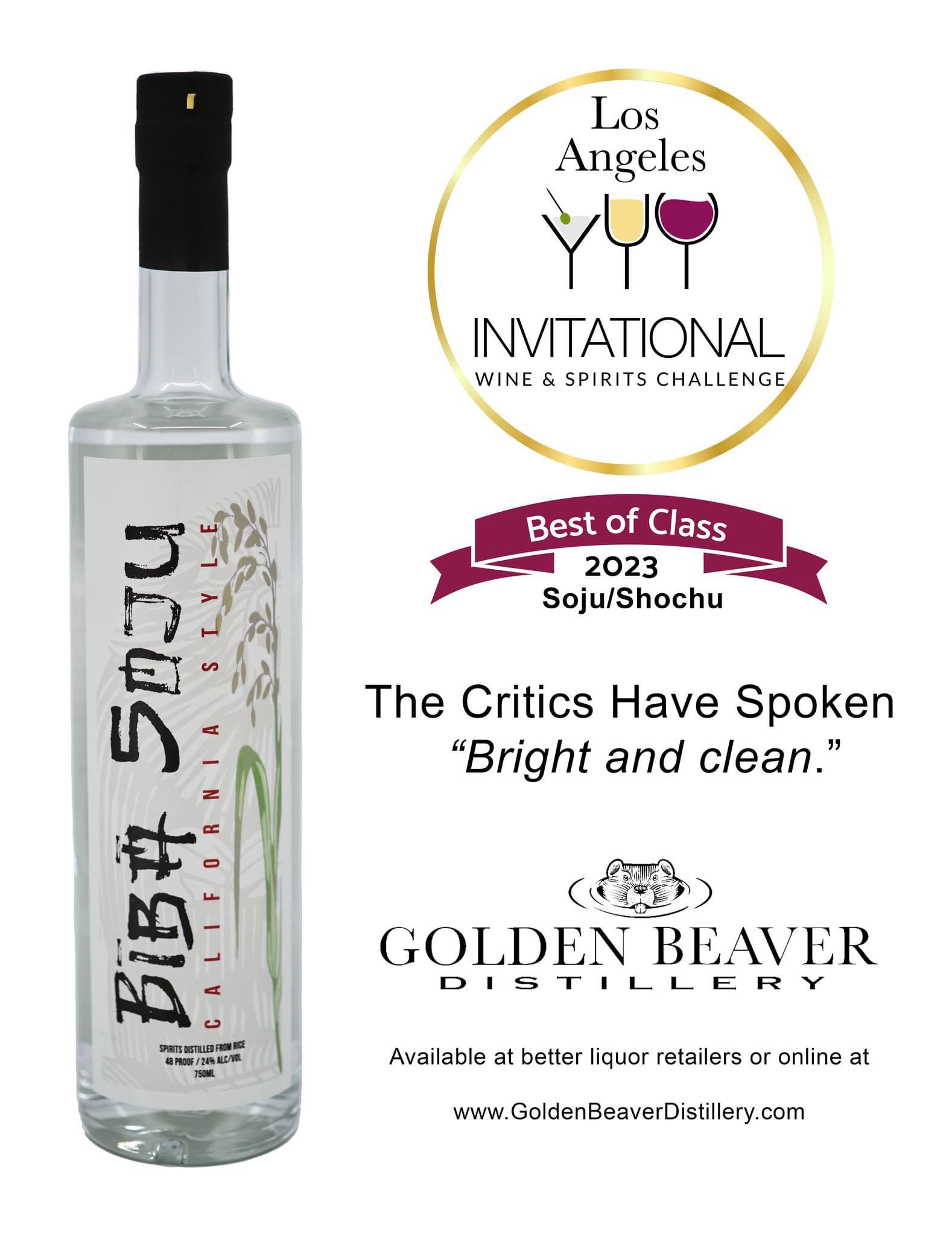 image of biba soju best of class award from Los Angeles invitational wine and spirits awards
